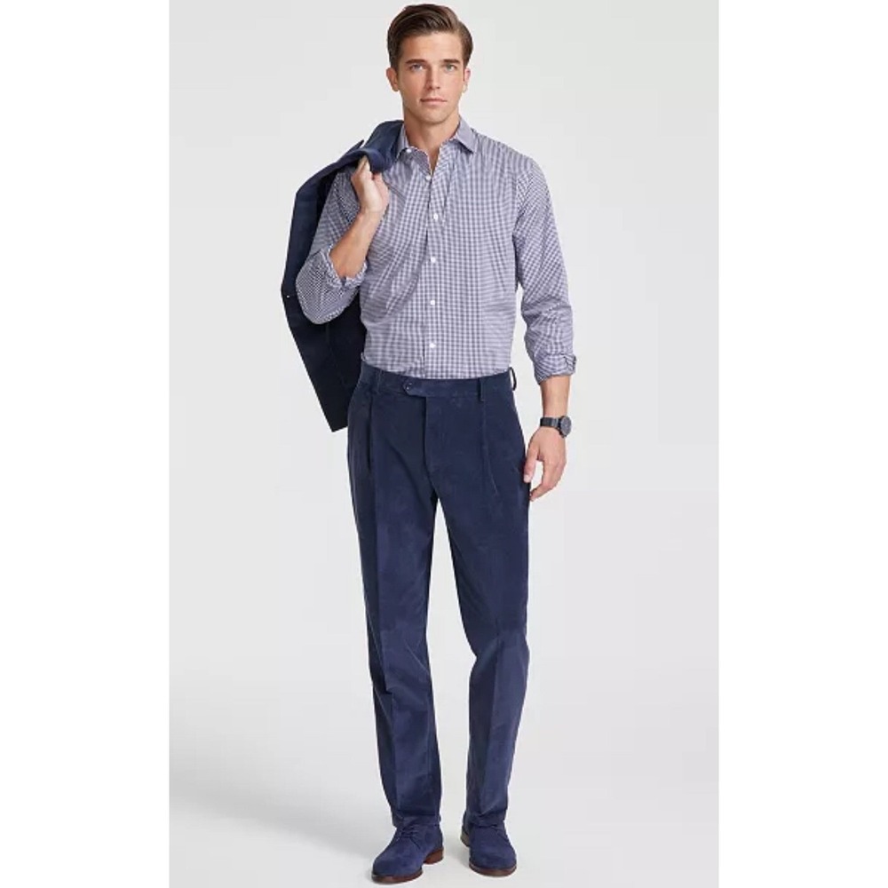 Tommy Hilfiger Corduroy Pants Pleated Dress Casual Blue Size 33x30 Actual 33x29